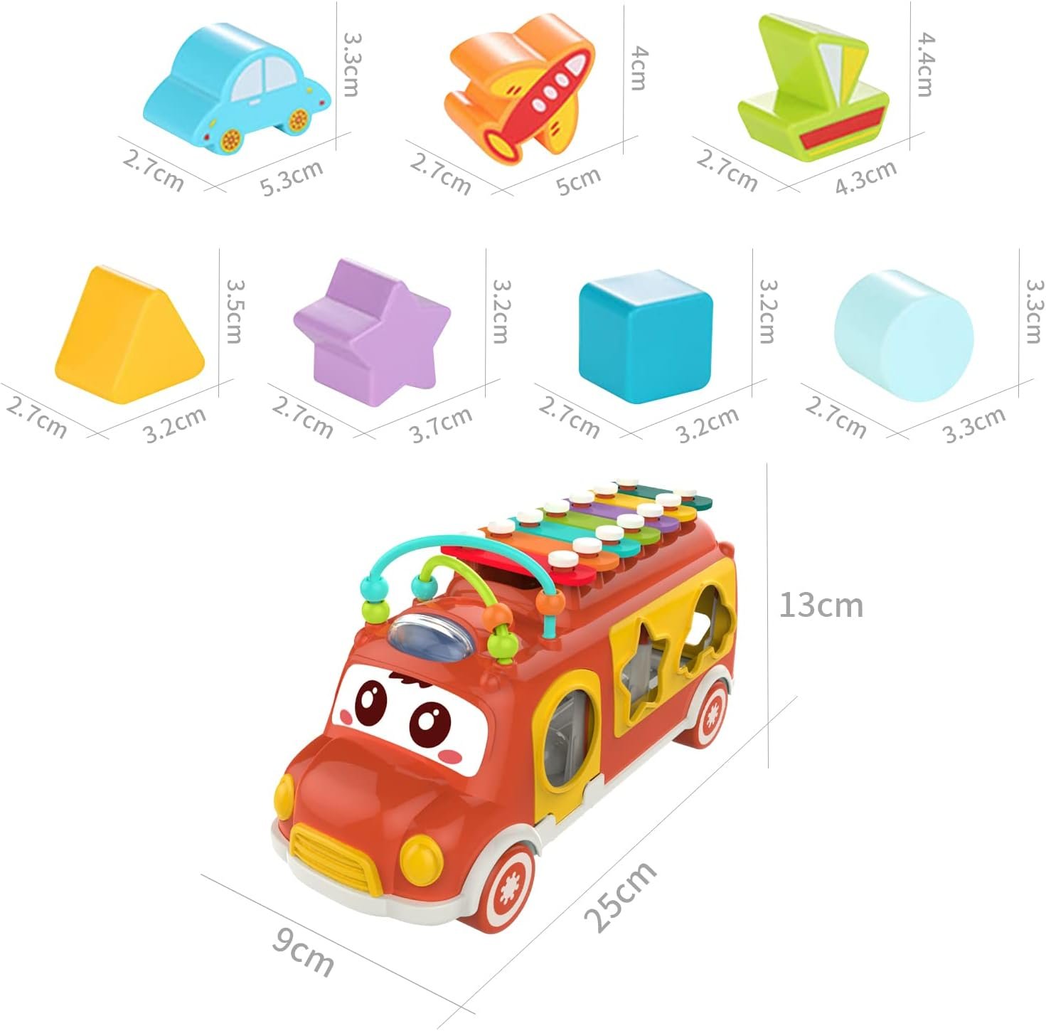 Huanger Xylophone Music Bus with Shape Sorter Toy
